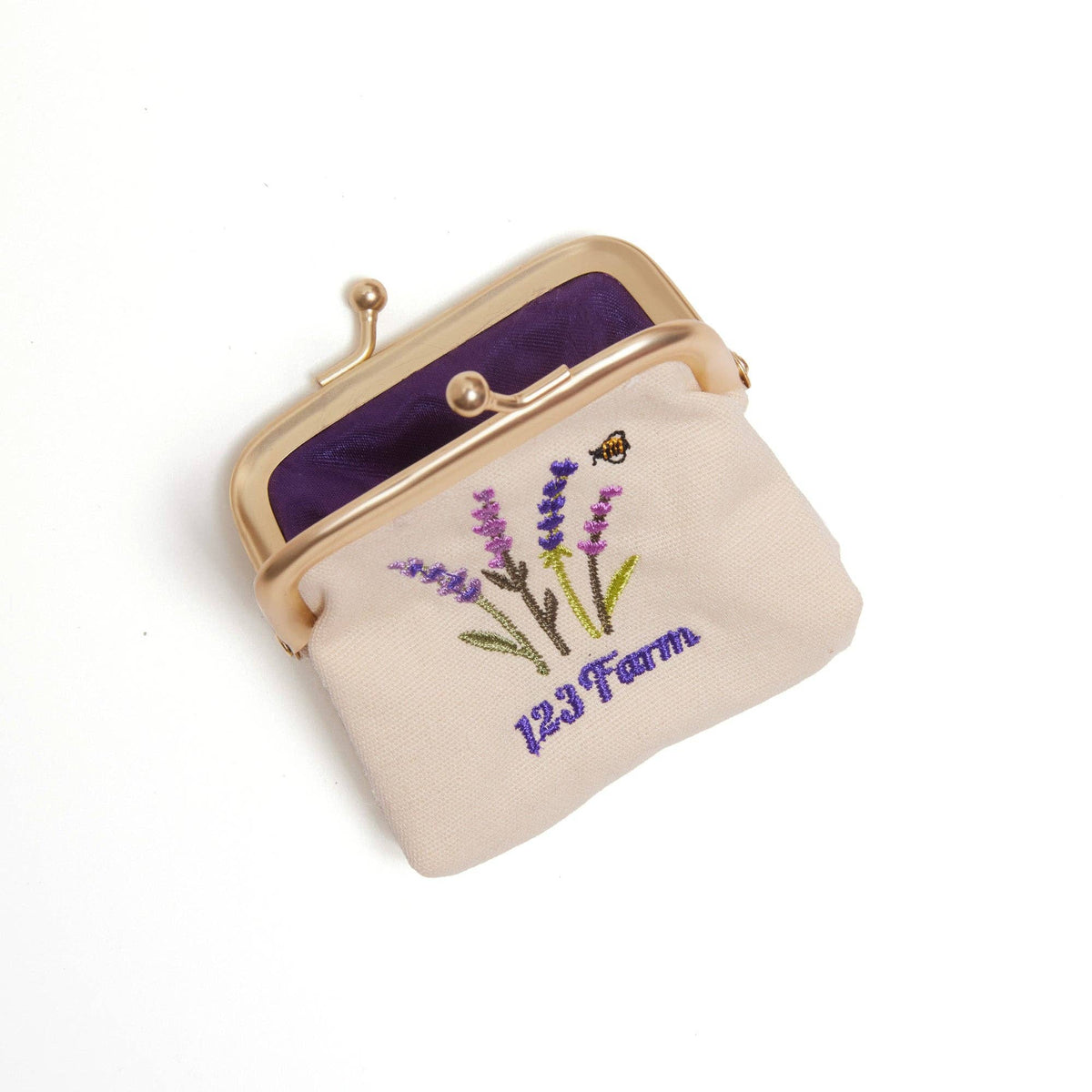 Lavender Embroidered Clutch Coin Pouch – Metal Clasp