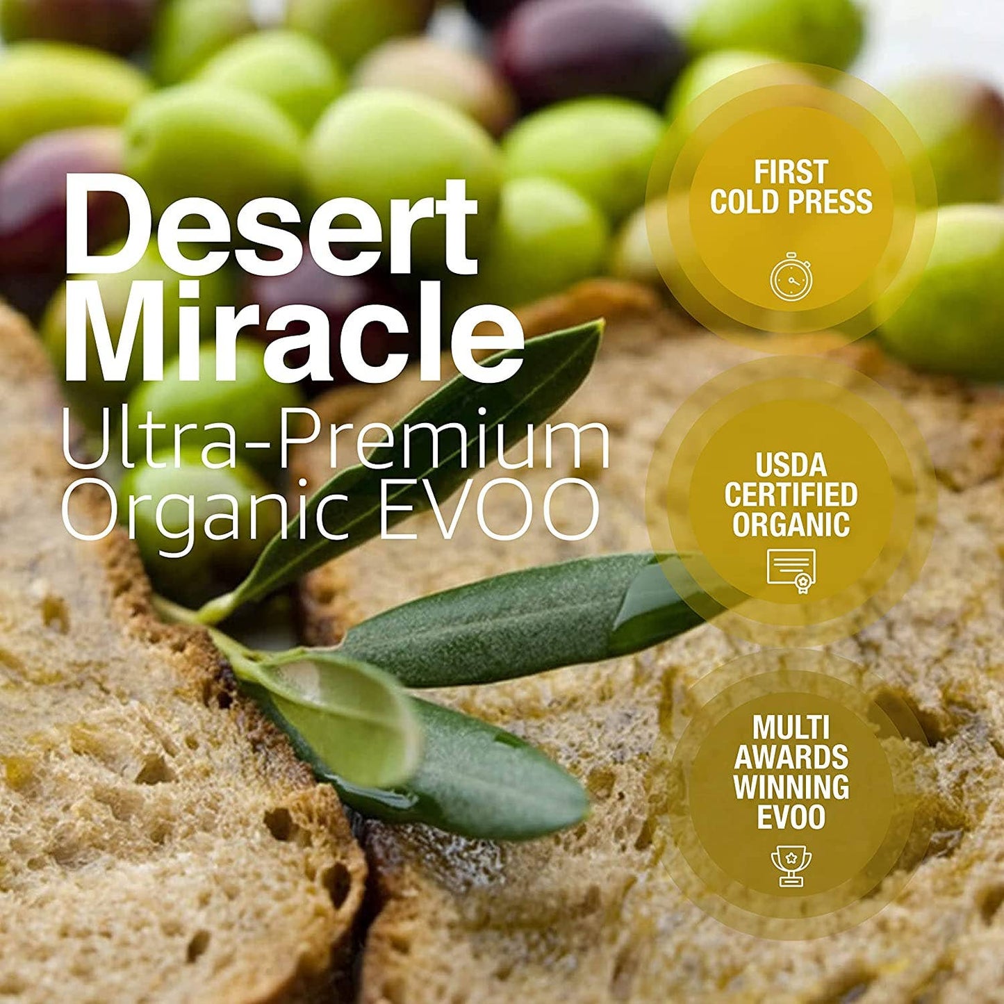 DESERT MIRACLE Organic Extra Virgin Olive Oil | Glass Bottle: DESERT MIRACLE 250ML