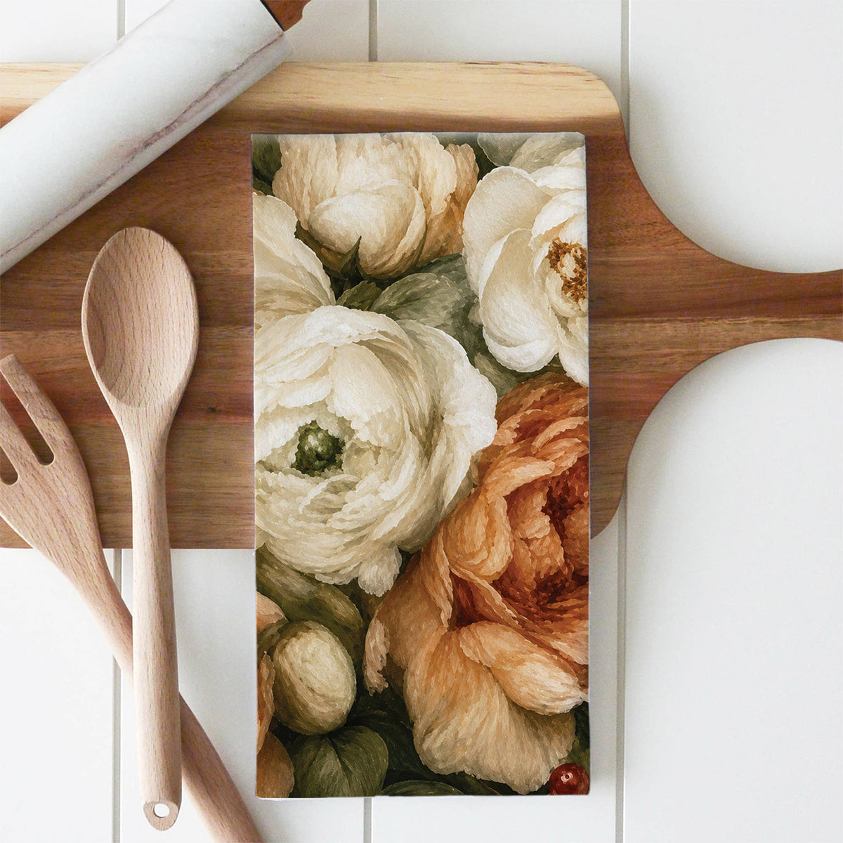Fall Florals Tea Towel: Natural