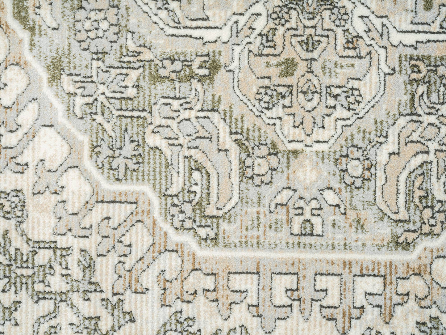 Abani Savoy Green Beige Medallion Area Rug: 7'9" x 10'2"