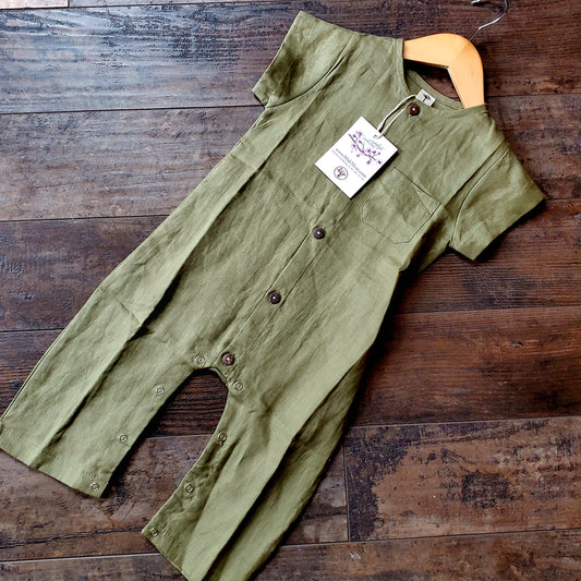 Julius Boys Romper (olive green linen)