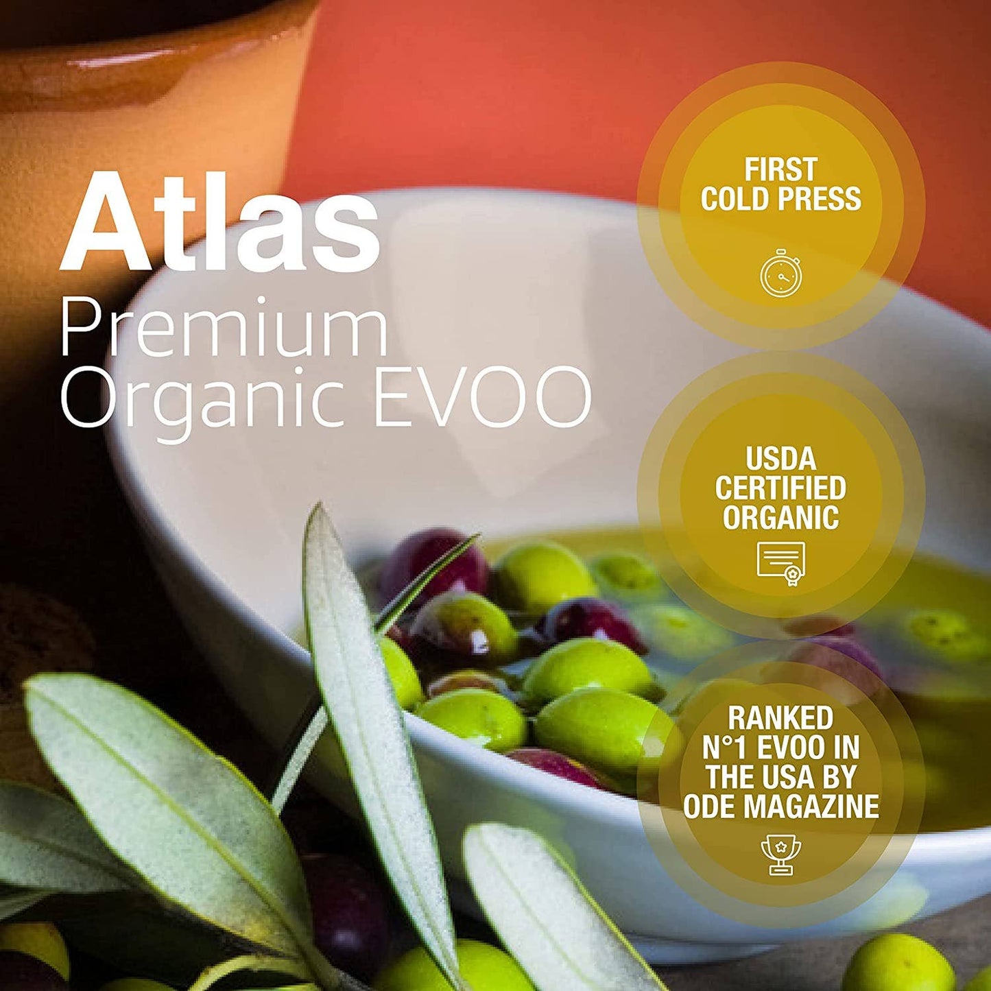 Atlas Organic Extra Virgin Olive Oil | Glass bottles: ATLAS 1L