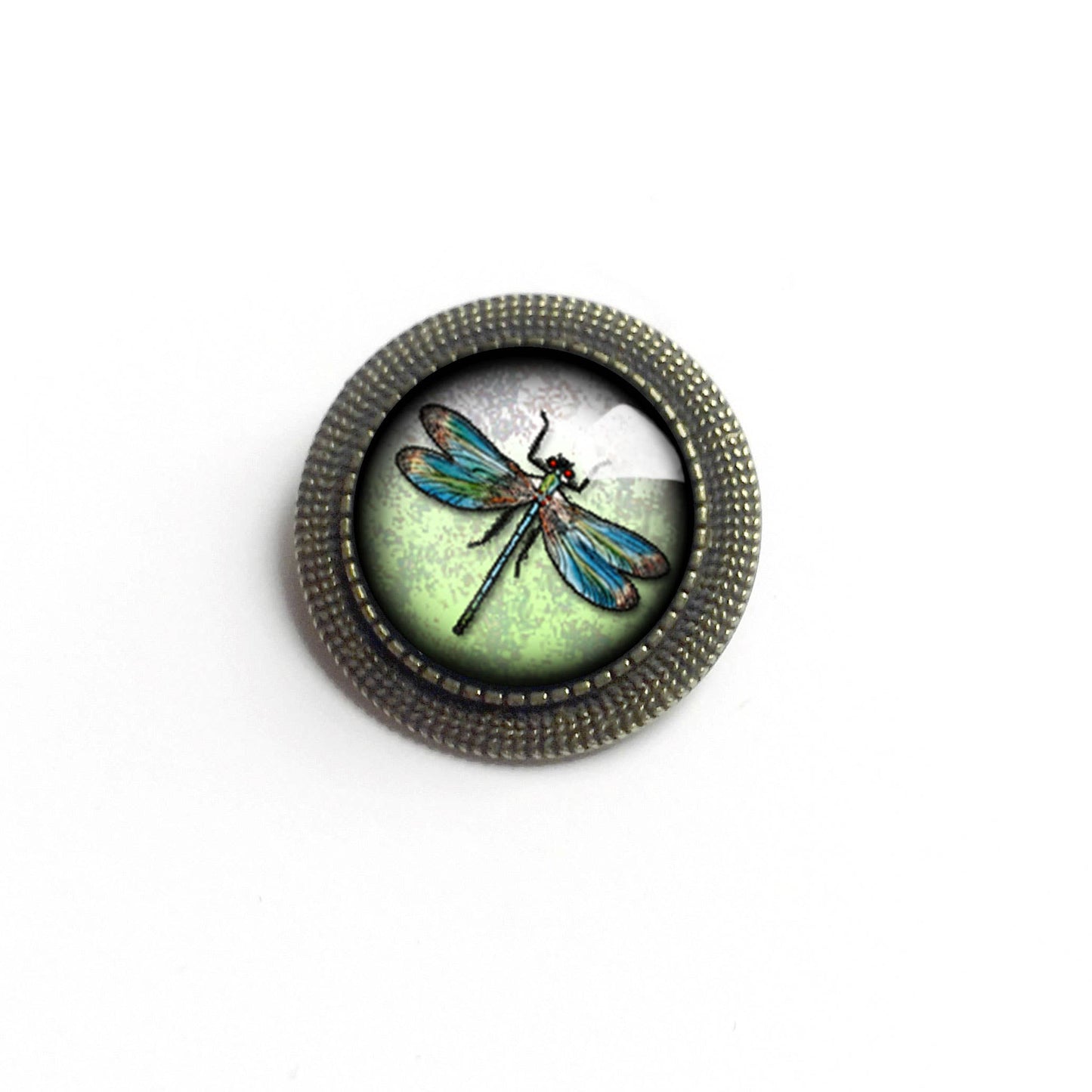 Dragonfly Vintage Inspired Glass Cabochon Brooch