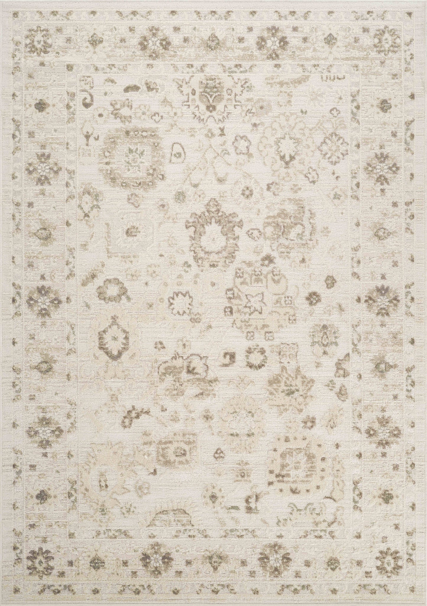Nora Traditional Distressed Floral Beige Area Rug: 2'6" x 6'