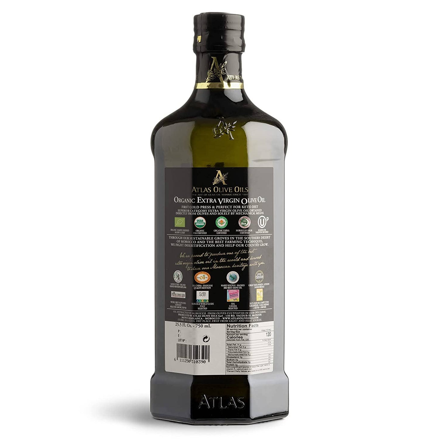 Atlas Organic Extra Virgin Olive Oil | Glass bottles: ATLAS 1L