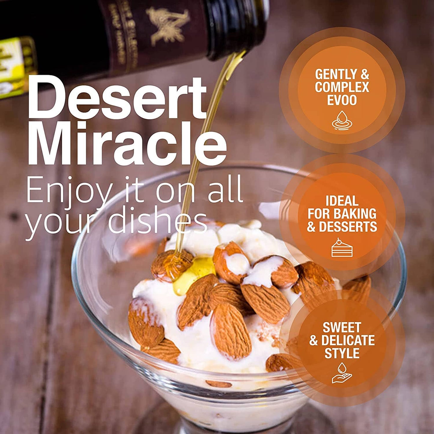 DESERT MIRACLE Organic Extra Virgin Olive Oil | Glass Bottle: DESERT MIRACLE 250ML