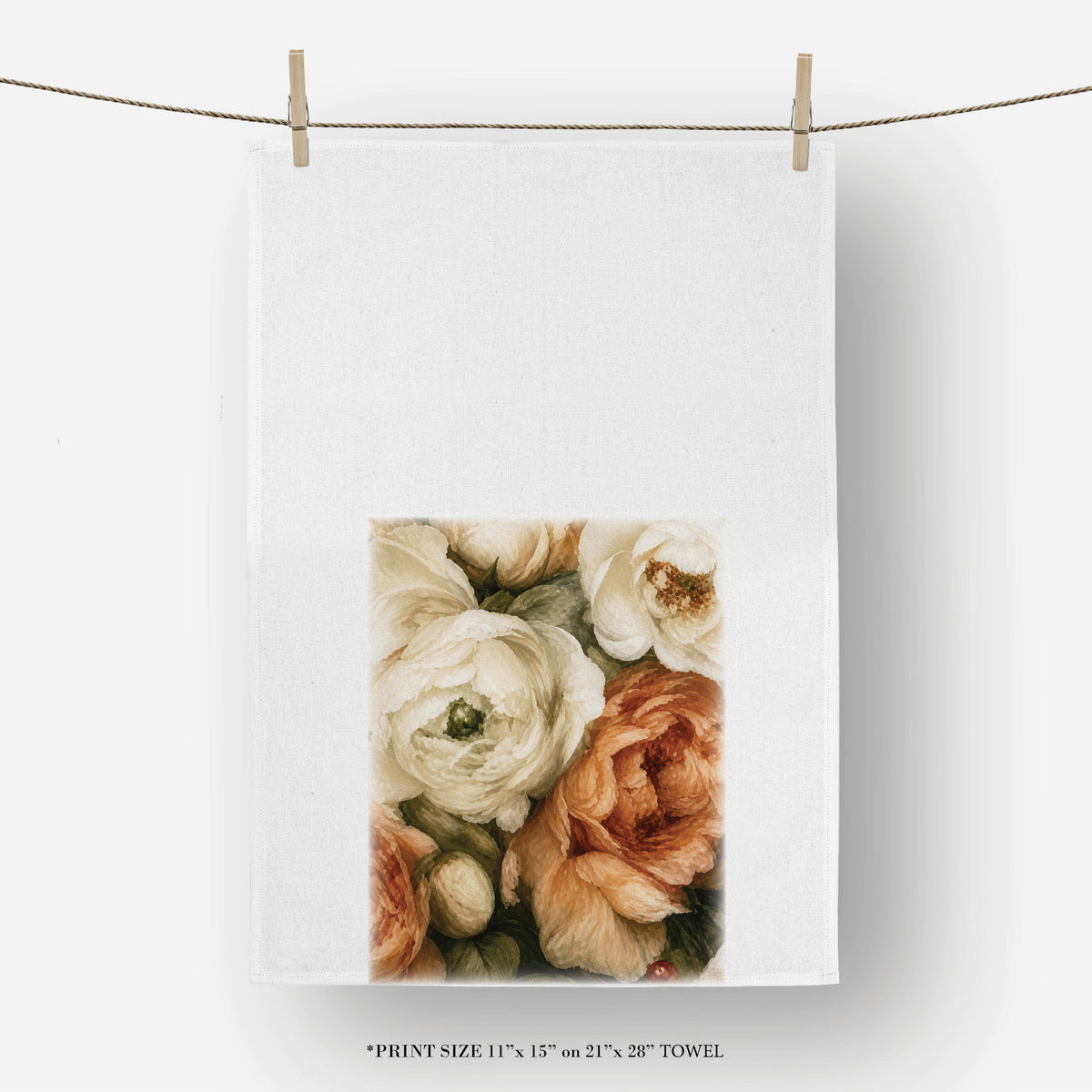 Fall Florals Tea Towel: Natural