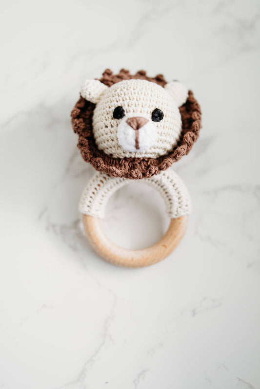 Baby Rattle, Crochet Baby Rattle, Animal Rattle: Lion