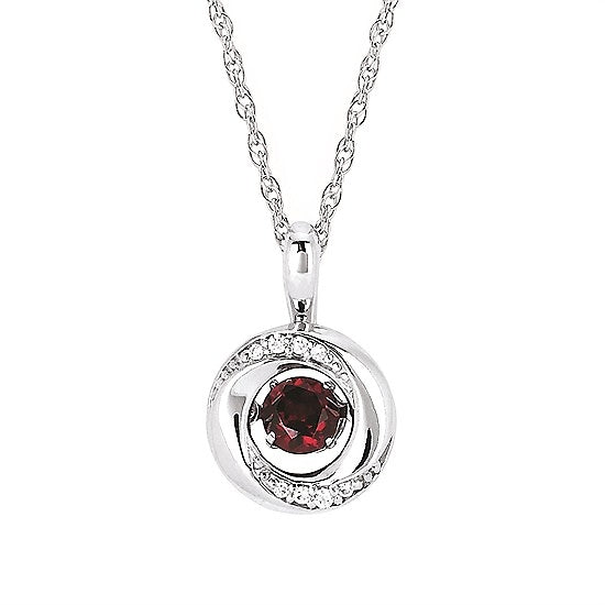 Garnet Birthstone (January) In Sterling Silver Knot Pendant