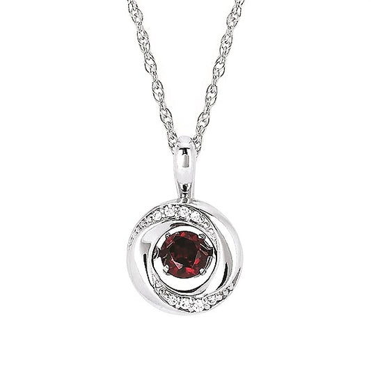 Garnet Birthstone (January) In Sterling Silver Knot Pendant