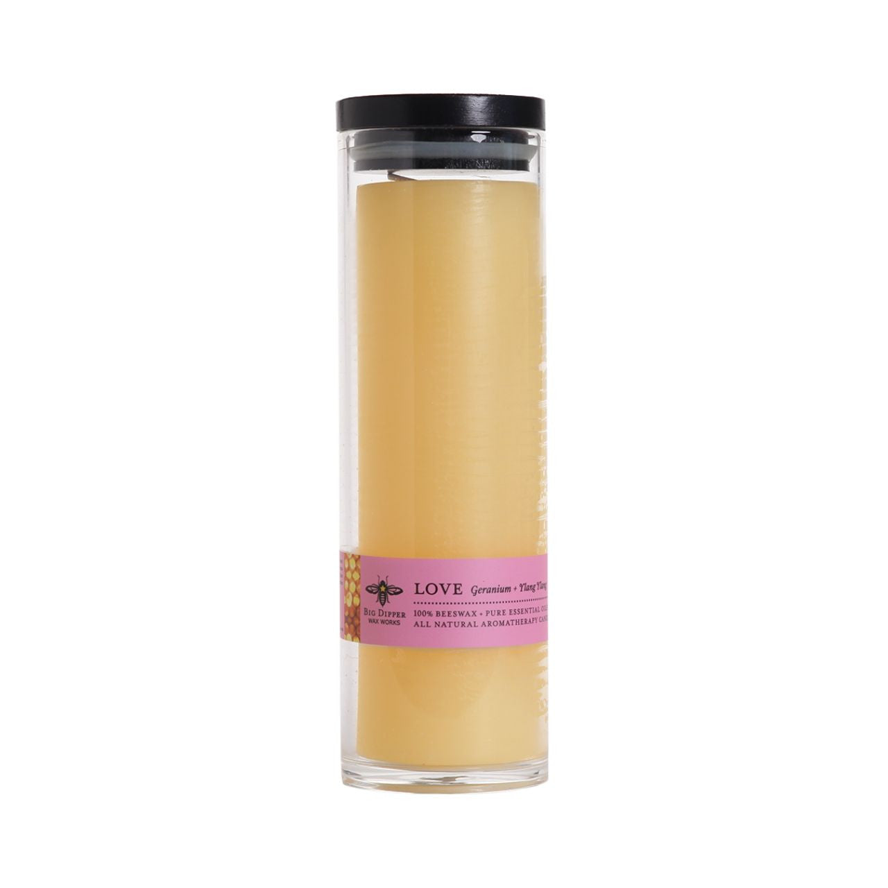 Pure Beeswax Glass Candle - "Love" (Geranium & Ylang Ylang)