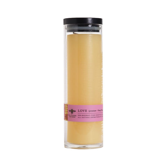 Pure Beeswax Glass Candle - "Love" (Geranium & Ylang Ylang)