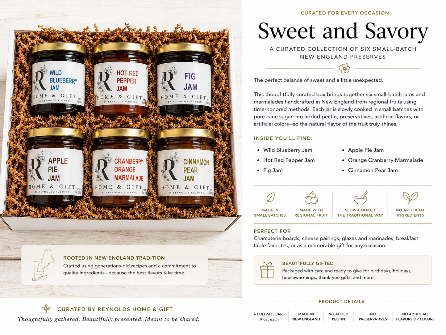 Sweet and Savory | Small-Batch New England Jam Gift Box | Reynolds Home & Gift