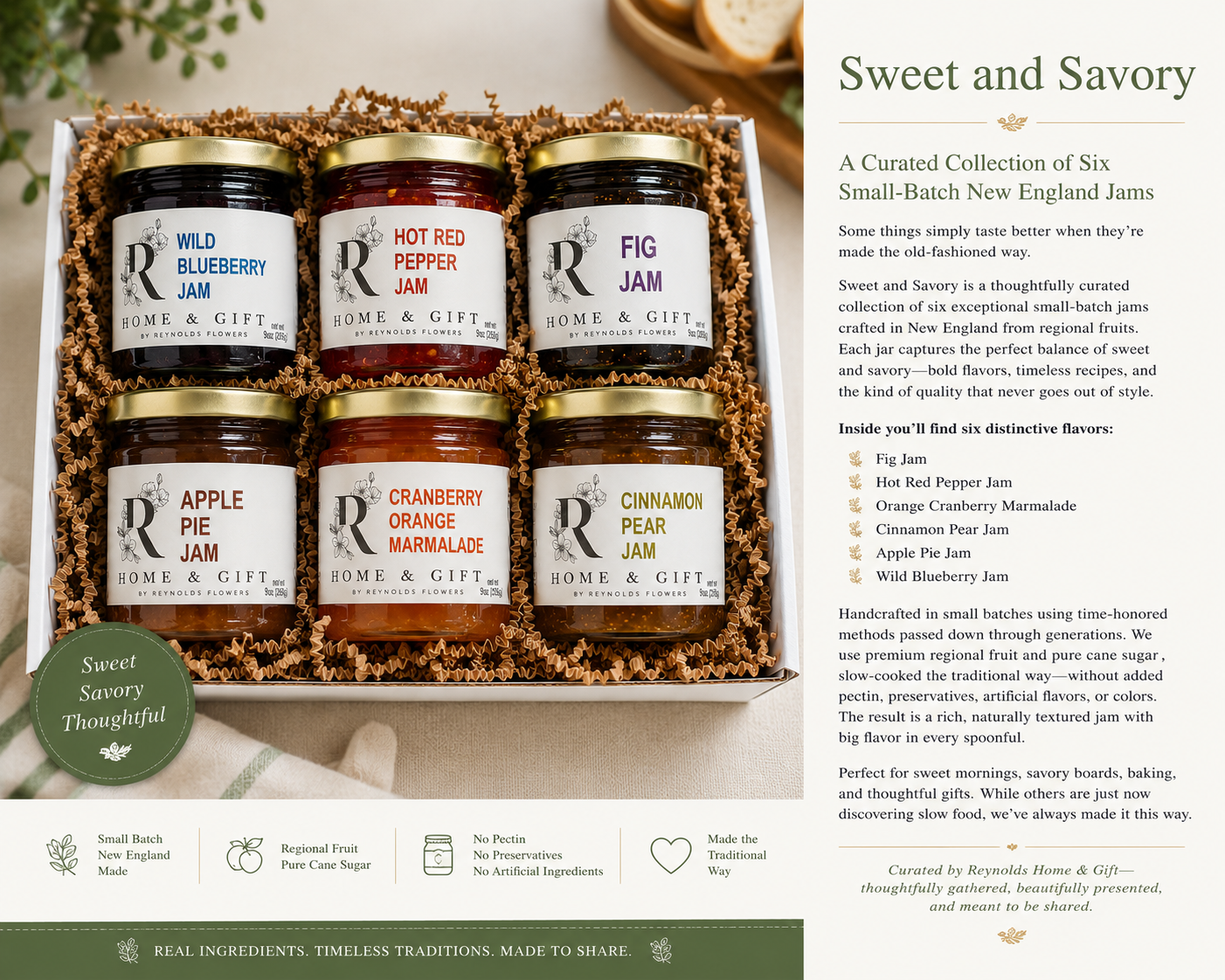 Sweet and Savory | Small-Batch New England Jam Gift Box | Reynolds Home & Gift