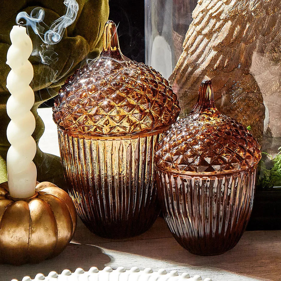 Glass Acorn Jars