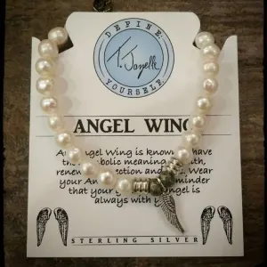 Angel Wing Bracelet by T.Jazelle. Sterling silver charms with semi-precious stones