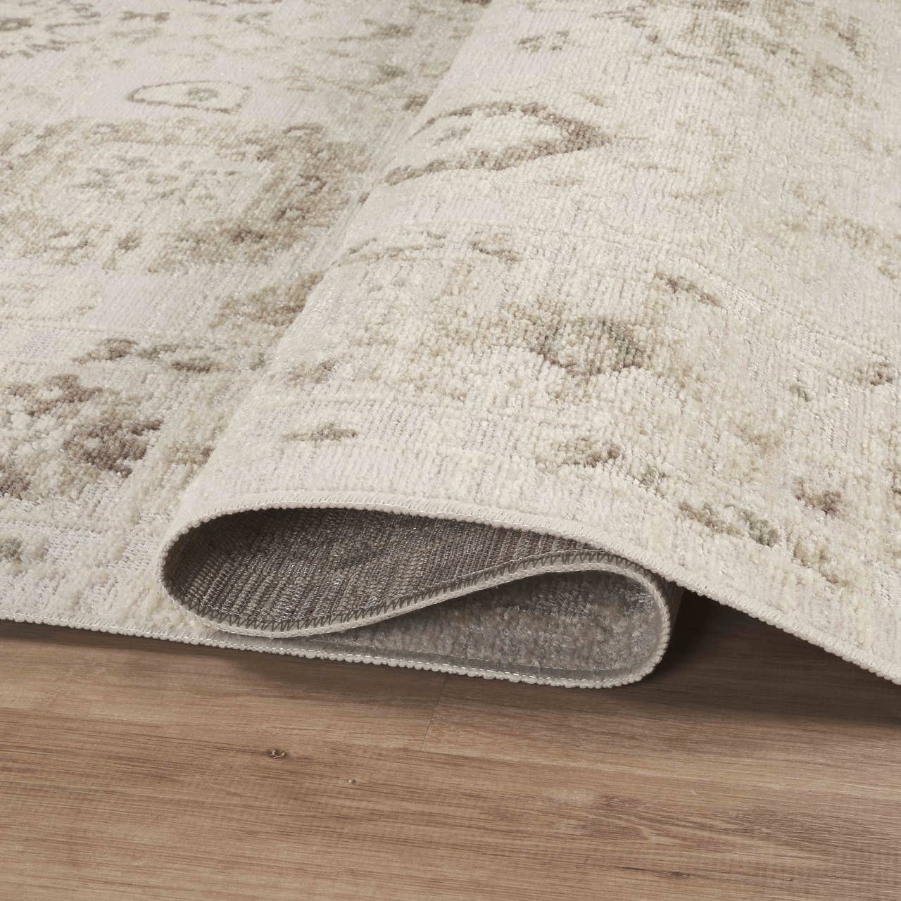 Nora Traditional Distressed Floral Beige Area Rug: 2'6" x 6'