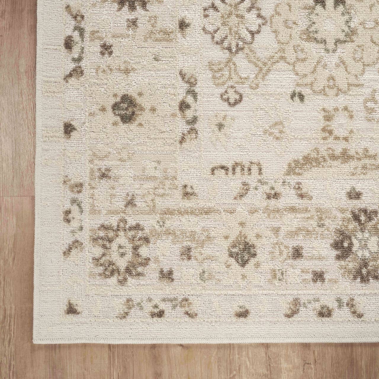 Nora Traditional Distressed Floral Beige Area Rug: 2'6" x 6'