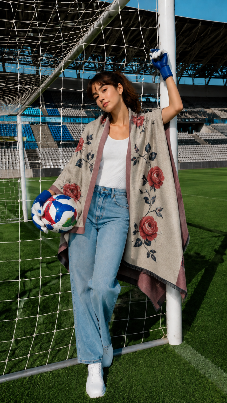 Red / Blue Blossom Reversible Wrap