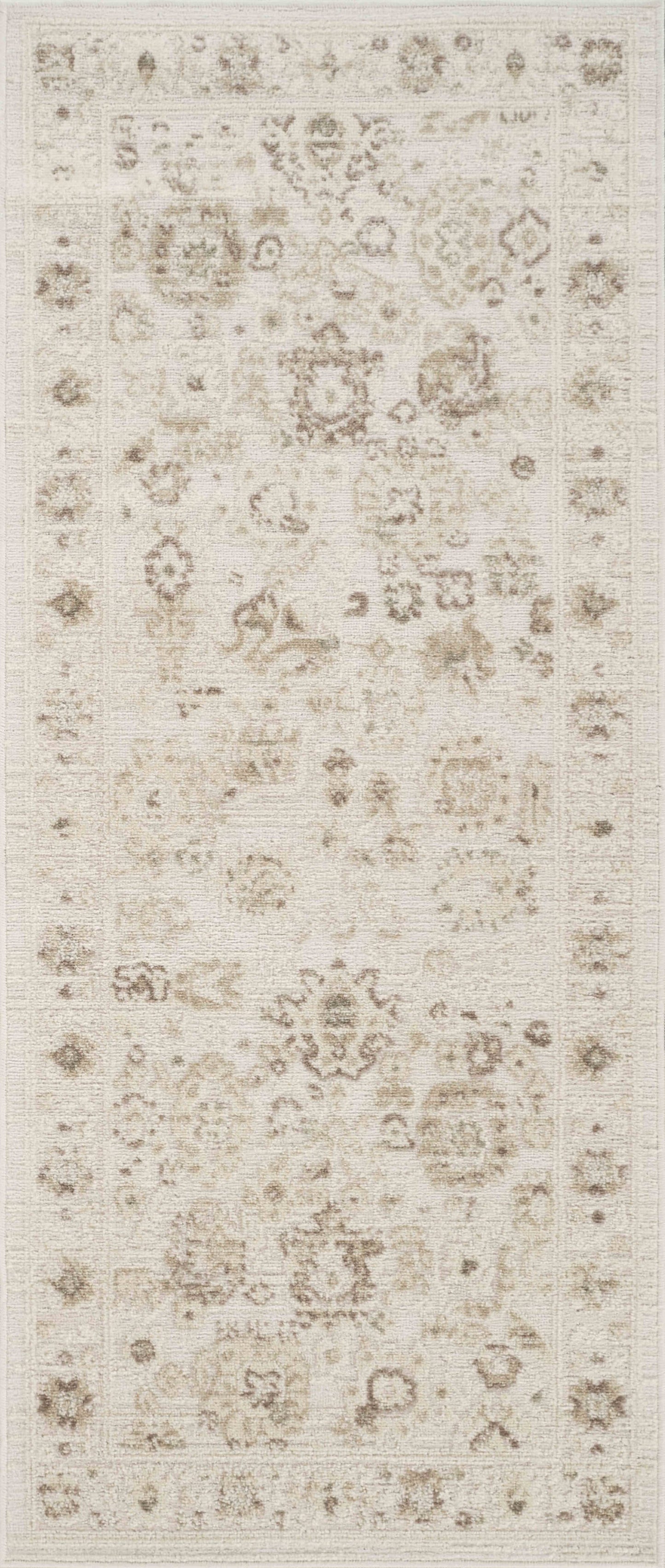 Nora Traditional Distressed Floral Beige Area Rug: 2'6" x 6'