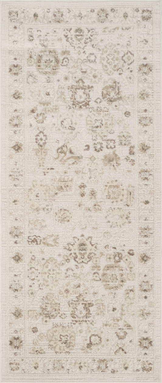 Nora Traditional Distressed Floral Beige Area Rug: 2'6" x 6'