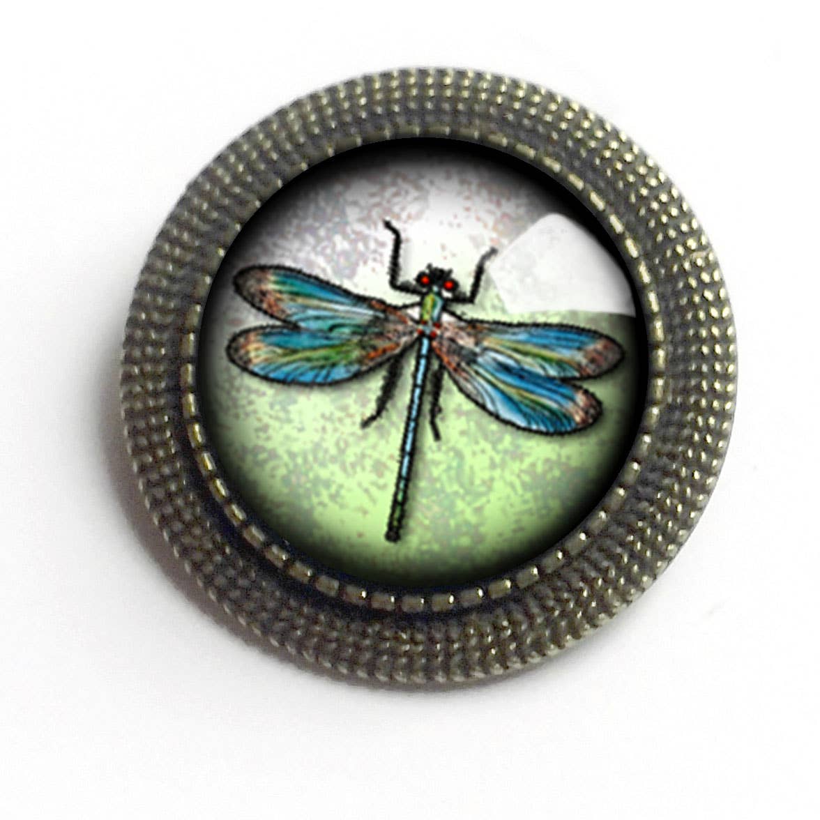 Dragonfly Vintage Inspired Glass Cabochon Brooch