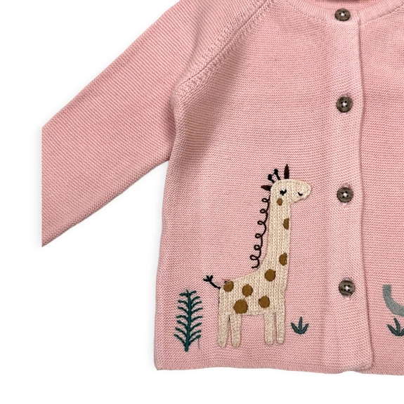 Cafe Latte Animal Safari Embroidered Baby Cardigan Sweater (Organic)