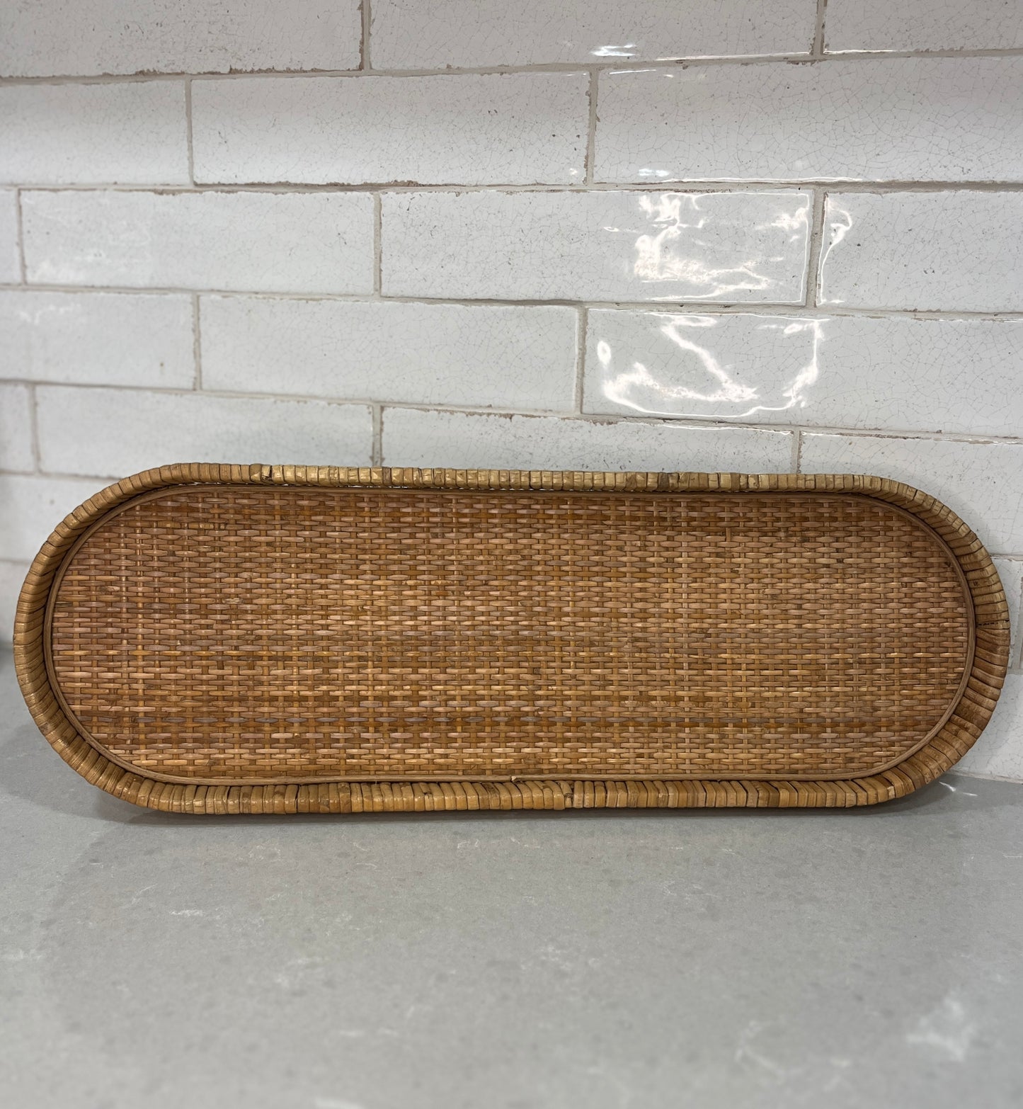 Oblong Natural Rattan Tray